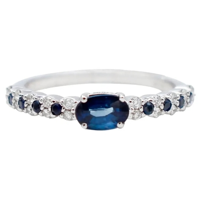 S925 na moda Sterling Silver Natural Jewelry Sapphire CZ Ring Simple Design For Ladies