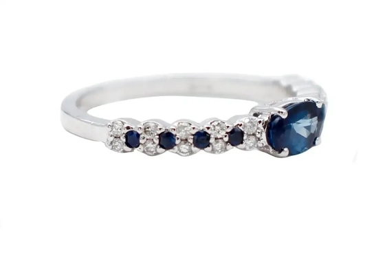 S925 na moda Sterling Silver Natural Jewelry Sapphire CZ Ring Simple Design For Ladies