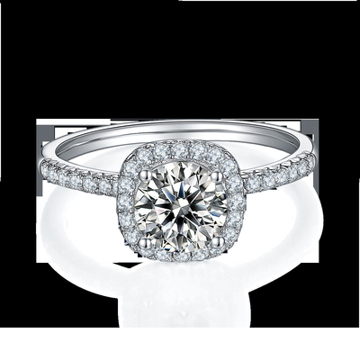 O quadrado cortou o ouro nupcial do diamante do quadrado de Moissanite das mulheres com aliança de casamento romântica de prata