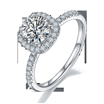 O quadrado cortou o ouro nupcial do diamante do quadrado de Moissanite das mulheres com aliança de casamento romântica de prata