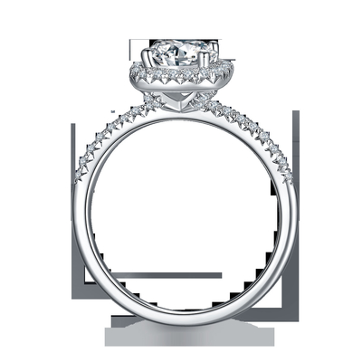 O quadrado cortou o ouro nupcial do diamante do quadrado de Moissanite das mulheres com aliança de casamento romântica de prata