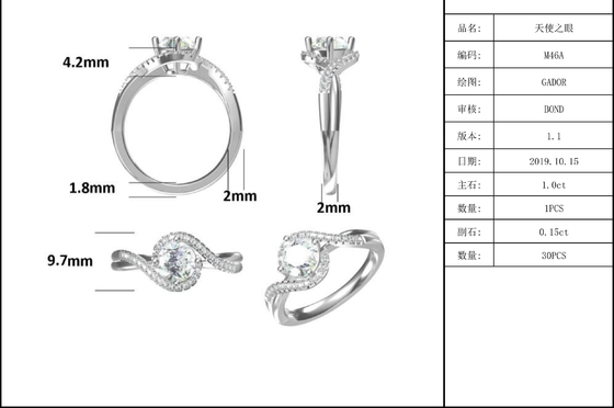 Anel de noivado de ajuste brilhante simples do casamento da torção da fita de Moissanite do corte de círculo da infinidade das mulheres da chegada S925