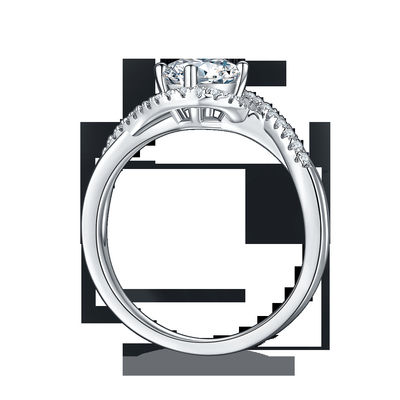 Anel de noivado de ajuste brilhante simples do casamento da torção da fita de Moissanite do corte de círculo da infinidade das mulheres da chegada S925