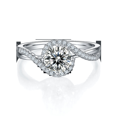 Anel de noivado de ajuste brilhante simples do casamento da torção da fita de Moissanite do corte de círculo da infinidade das mulheres da chegada S925