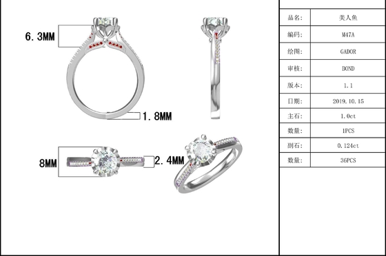 Anéis feitos sob encomenda minimalistas de Diamond Moissanite Engagement Rings Promise para mulheres