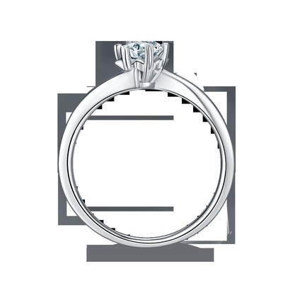 Senhora 9k em volta do anel aberto da prata da joia da grandiosidade da forma de 7.5mm Moissanite
