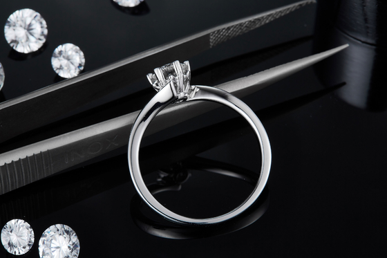 Senhora 9k em volta do anel aberto da prata da joia da grandiosidade da forma de 7.5mm Moissanite