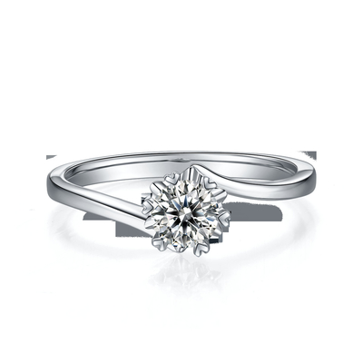 Senhora 9k em volta do anel aberto da prata da joia da grandiosidade da forma de 7.5mm Moissanite