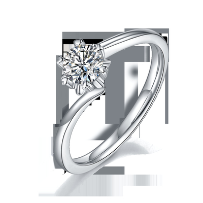 Senhora 9k em volta do anel aberto da prata da joia da grandiosidade da forma de 7.5mm Moissanite