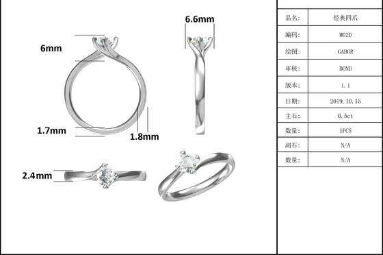 anel de prata de Moissanite 925 minimalistas dos projetos da joia do ouro 9K