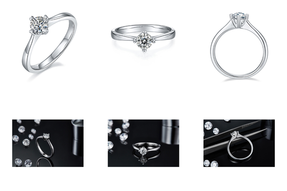 9K com a senhora minimalista Ring da joia de prata de Moissanite do mosaico