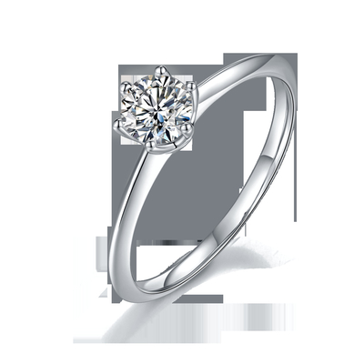 9K com corte de prata Moissanite branco Diamond Minimalist Wedding Jewelry do anel