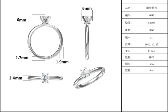 Joia por atacado 925 Sterling Silver Wedding Engagement Moissanite Diamond Rings de Moissanite