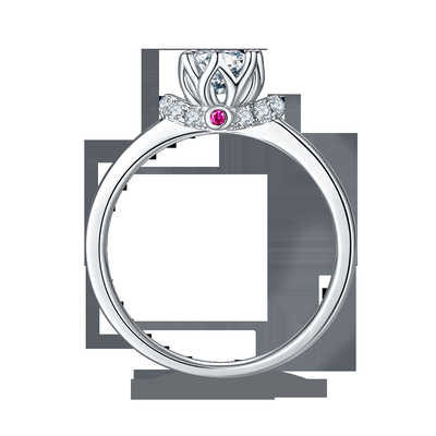 Joia chapeada original das mulheres de Ring Custom Moissanite Ring Engagement do ouro branco do estilo da flor
