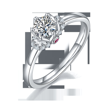 Joia chapeada original das mulheres de Ring Custom Moissanite Ring Engagement do ouro branco do estilo da flor
