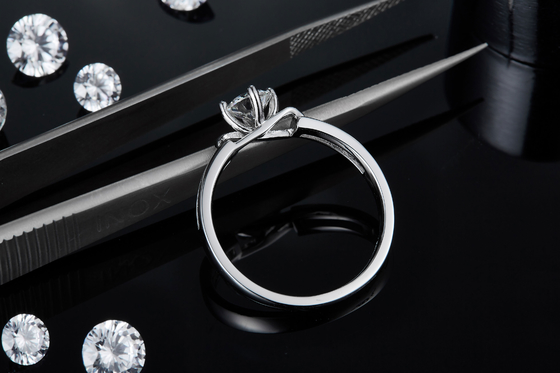 Quadrado branco Moissanite e Sapphire Platineve Diamonds Jewelry Women Ring With Silver 1.94CTW