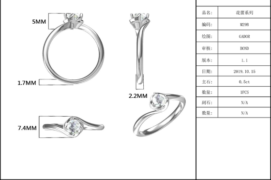 O vintage crescido laboratório de Moissanite do quilate do ouro branco 14 inspirou o acoplamento Diamond Jewelry Ring de Moissanite