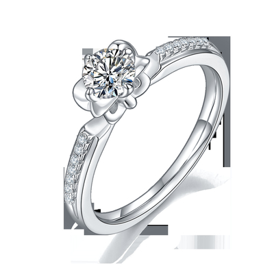 A flor cortou o ouro branco Ring Moissanite Engagement de Ring Unique 14KN do acoplamento de Moissanite   Anel