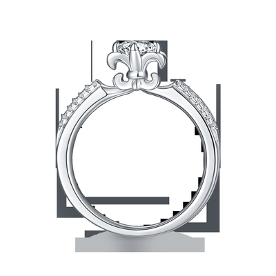 A flor cortou o ouro branco Ring Moissanite Engagement de Ring Unique 14KN do acoplamento de Moissanite   Anel