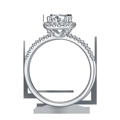 925 anéis de Sterling Silver Jewelry Moissanite Engagement em volta do anel delicado dado forma da faixa