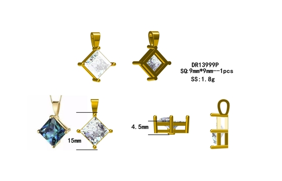 O laboratório criou o ouro da colar das mulheres da forma do pendente da pedra do Alexandrite chapeado