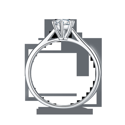 Prata minimalista Ring Round Cut White Moissanite CZ da joia 9K do casamento