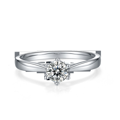 Prata minimalista Ring Round Cut White Moissanite CZ da joia 9K do casamento