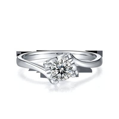 Joia minimalista do casamento da CZ Moissanite 9K do anel de prata branco trapezoidalmente do RD 4MM