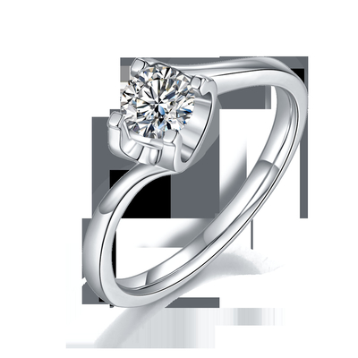 Joia minimalista do casamento da CZ Moissanite 9K do anel de prata branco trapezoidalmente do RD 4MM