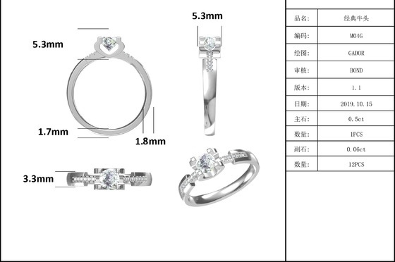 Casamento feito sob encomenda minimalista branco Ring For Women de Moissanite Sytle CZ
