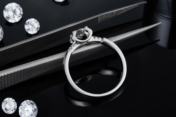 Casamento feito sob encomenda minimalista branco Ring For Women de Moissanite Sytle CZ