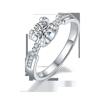 Casamento feito sob encomenda minimalista branco Ring For Women de Moissanite Sytle CZ