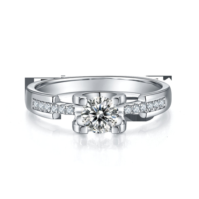 Casamento feito sob encomenda minimalista branco Ring For Women de Moissanite Sytle CZ