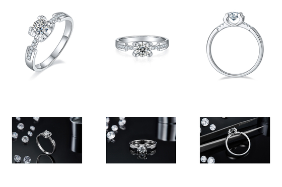 Casamento feito sob encomenda minimalista branco Ring For Women de Moissanite Sytle CZ