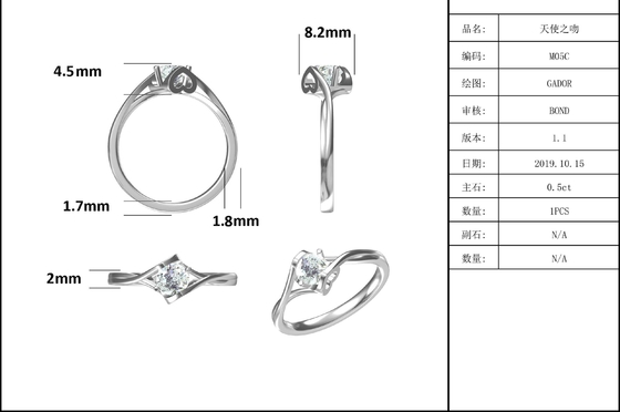 Quilate Moissanite natural Ring Gemstone Wedding Promise Engagement das mulheres 3