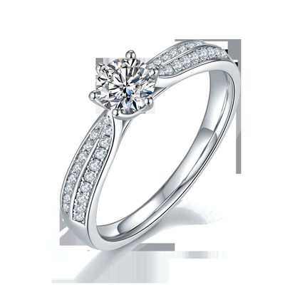 Joia minimalista do ouro dos projetos 9K, Moissanite 925 Ring Set de prata