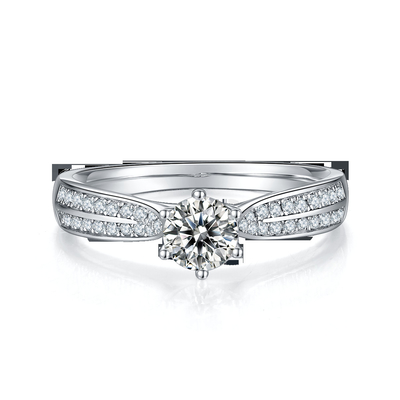 Joia minimalista do ouro dos projetos 9K, Moissanite 925 Ring Set de prata