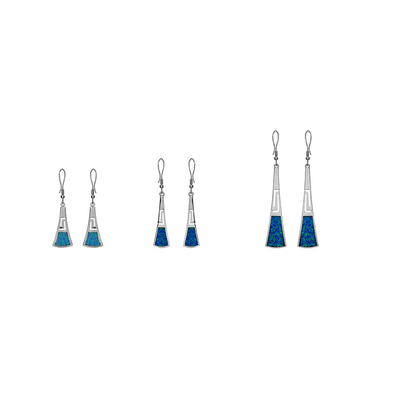 925 com os brincos gregos 925 da chave do meandro de Sterling Silver Blue Retro Opal com Sterling Silver