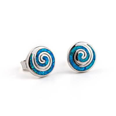 925 com os brincos azuis chaves de Sterling Silver Natural Greek Opal Dangle Crystal para mulheres