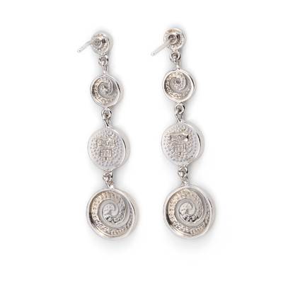 925 com Sterling Silver Greek Opal Dangle Meander Meandros Earrings azul chave para mulheres