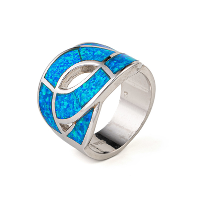 925 com o azul natural chave de Sterling Silver Greek   Opala Ring Real Fire Opal Jewelry do meandro
