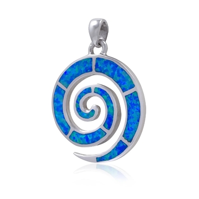 925 com chave de Sterling Silver Greek    Pendente criado de Opal Cocktail do arco-íris das mulheres do pendente da opala da espiral do meandro
