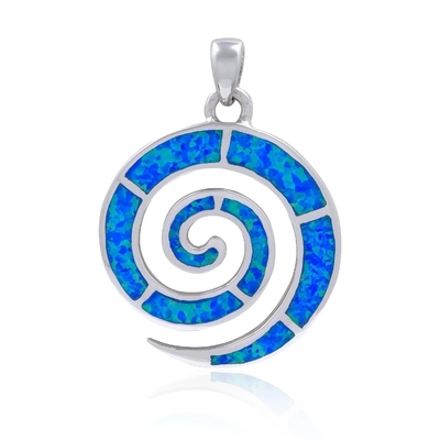 925 com chave de Sterling Silver Greek    Pendente criado de Opal Cocktail do arco-íris das mulheres do pendente da opala da espiral do meandro