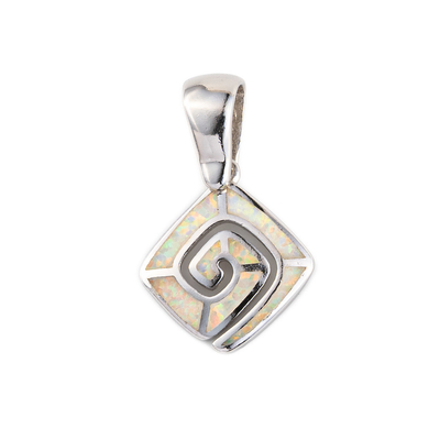 925 com chave de Sterling Silver Greek    Pendente criado de Opal Cocktail do arco-íris das mulheres do pendente da opala da espiral do meandro