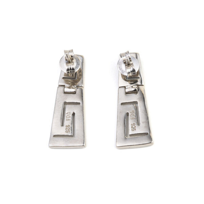 925 com chave Garnet Stud Meander Opal azul natural de Sterling Silver Greek   Brincos para mulheres