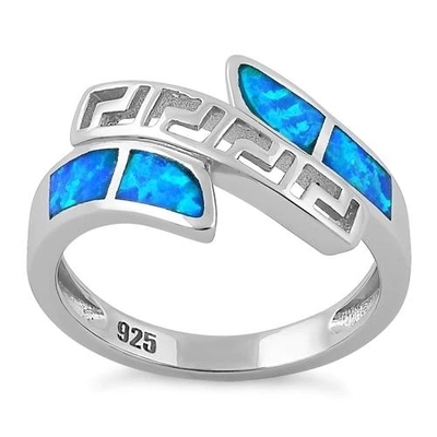 925 com teste padrão de Sterling Silver Greek Inifinity   Anel Opal Jewelry cru da faixa da opala do laboratório