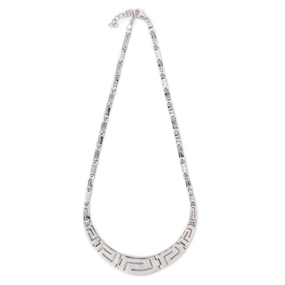 925 com teste padrão original de Sterling Silver Greek projeta a colar redonda do meandro da opala de Bule