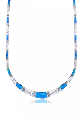 925 com teste padrão original de Sterling Silver Greek projeta a colar redonda do meandro da opala de Bule