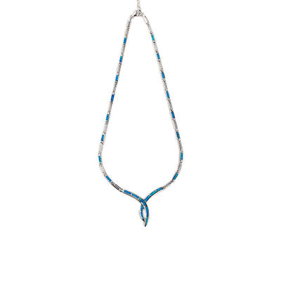 925 com teste padrão original de Sterling Silver Greek projeta a colar redonda do meandro da opala de Bule