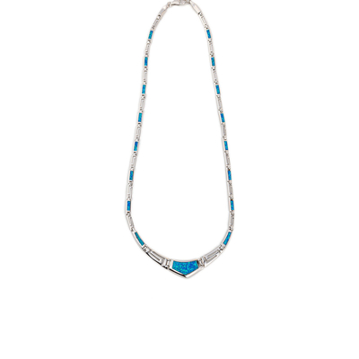 925 com teste padrão original de Sterling Silver Greek projeta a colar redonda do meandro da opala de Bule